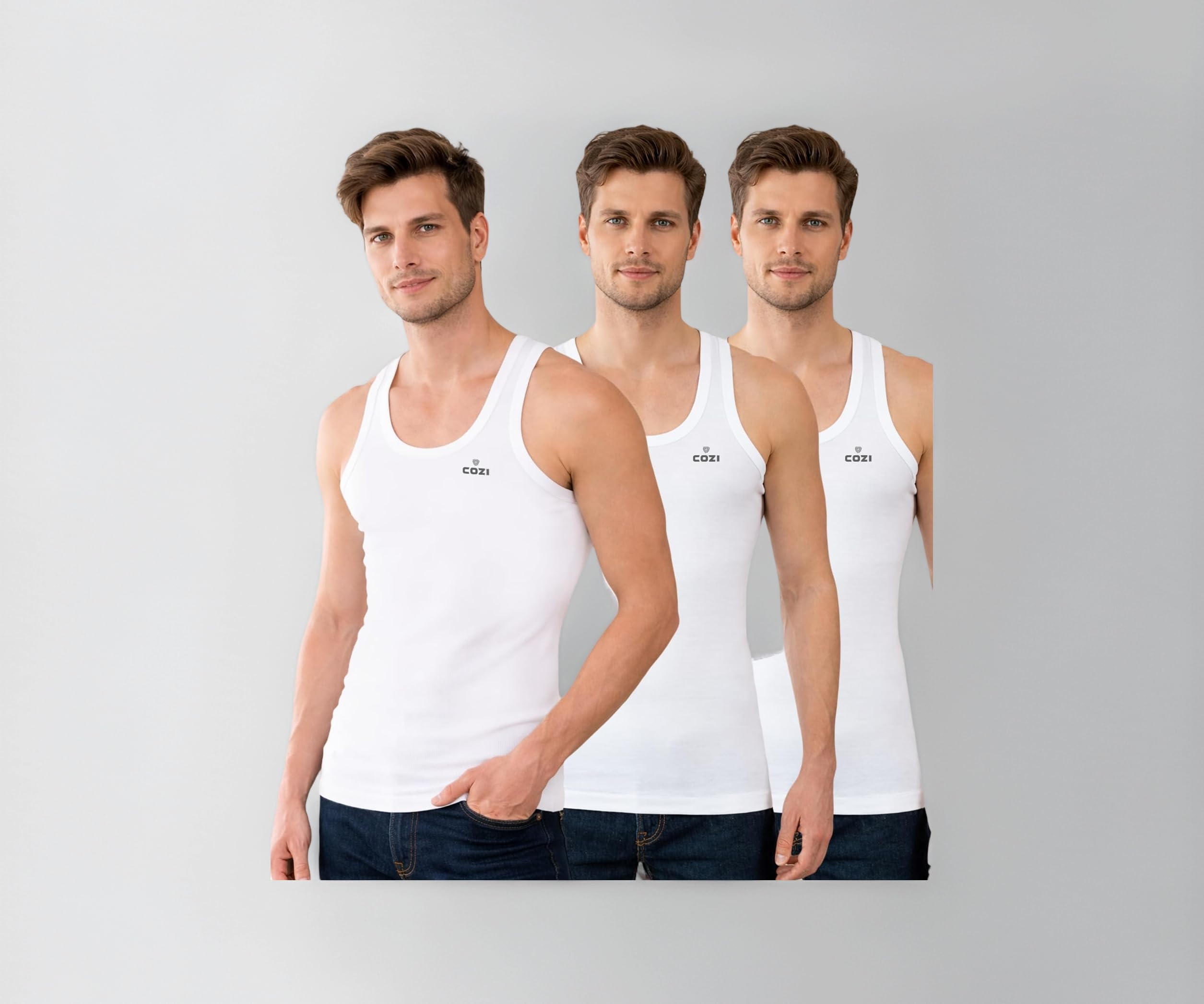 Men's Solid White Vest | Vest for Men | Pack of 3