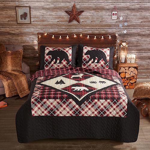 Vista 7 de Virah Bella Lodge - Juego de ropa de cama de 8 piezas Diamond Bear Lodge