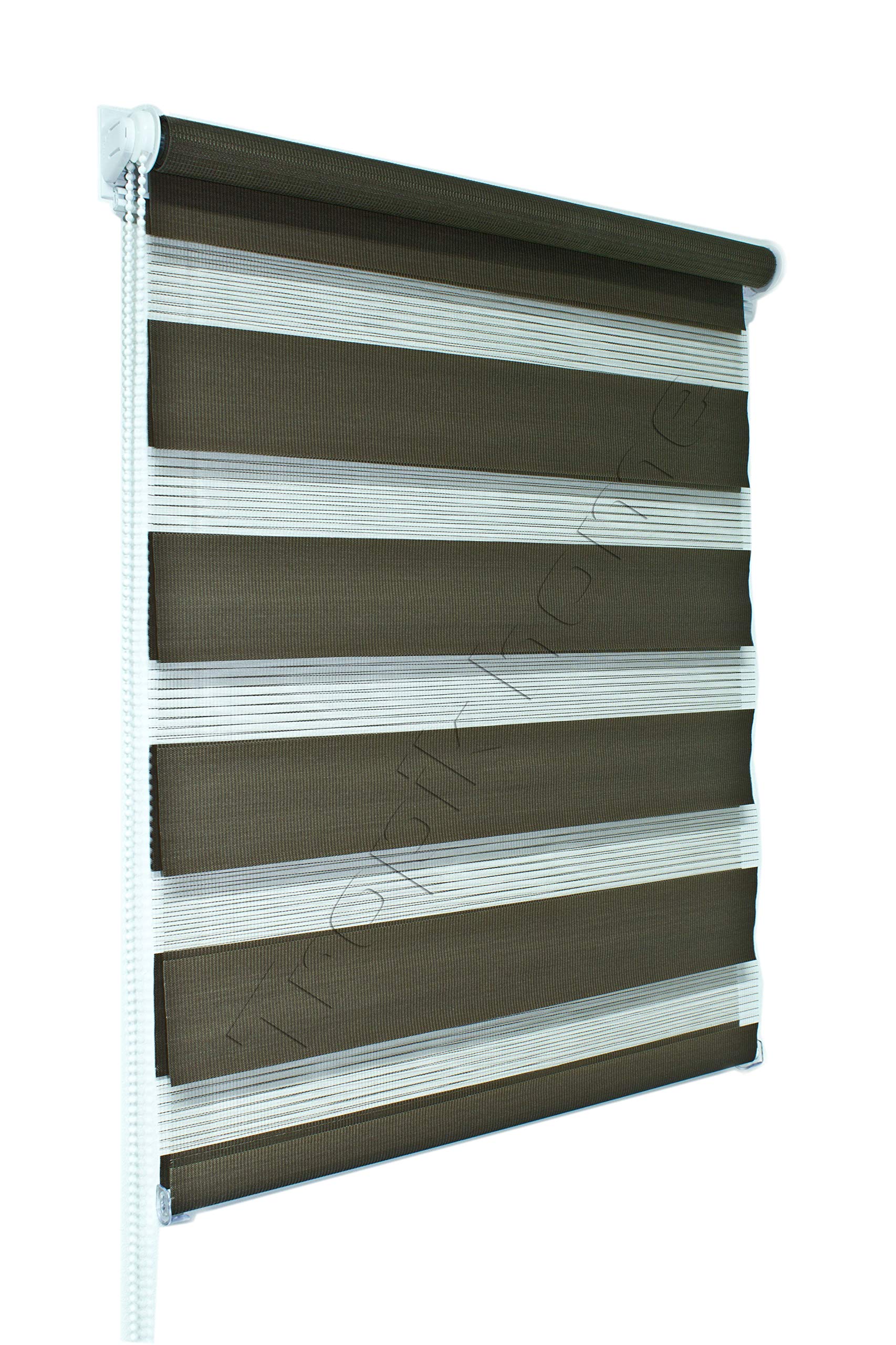 Tropik Home Brown Day and Night Zebra/Vision Window Roller Blind, Choice of 16 Width Sizes, 110cm Wide (+4.5cm fittings)