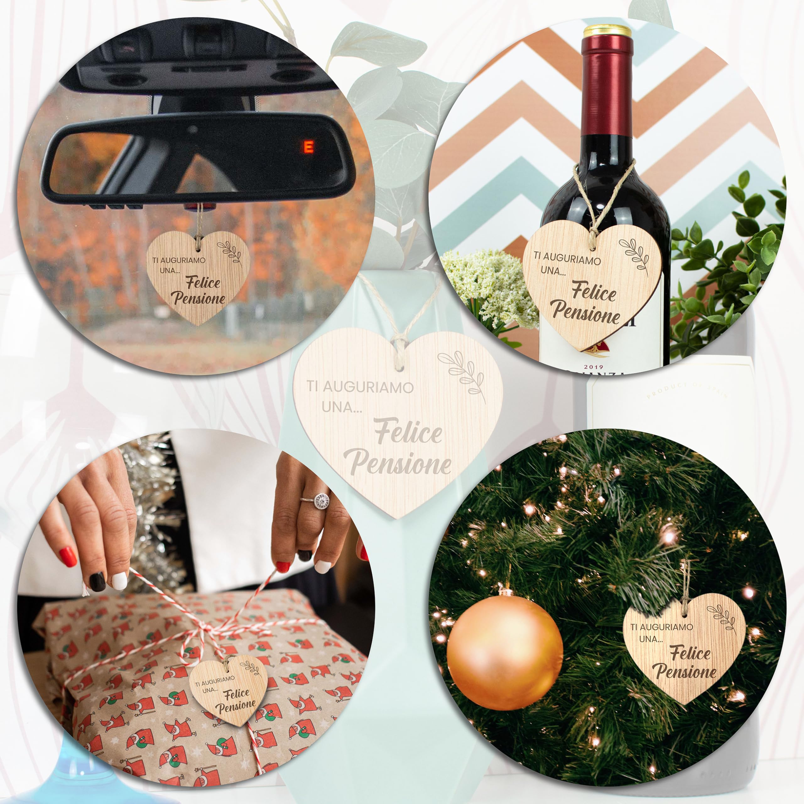 CONTRAXT Regalo Originale per Pensione, Biglietto di Buona Pensione in Legno con Ciondolo