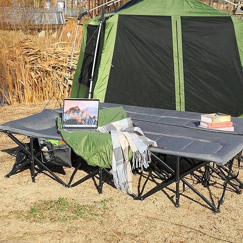 Miniatura 8 de REDCAMP Catres de campamento extra anchos para 2 personas para adultos, 500 libras, 59 pulgadas de ancho, catres de dormir resistentes, catres XXXL