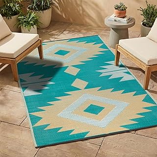 FH Home Outdoor Rug - Waterproof, Fade Resistant, Reversible - Premium R...