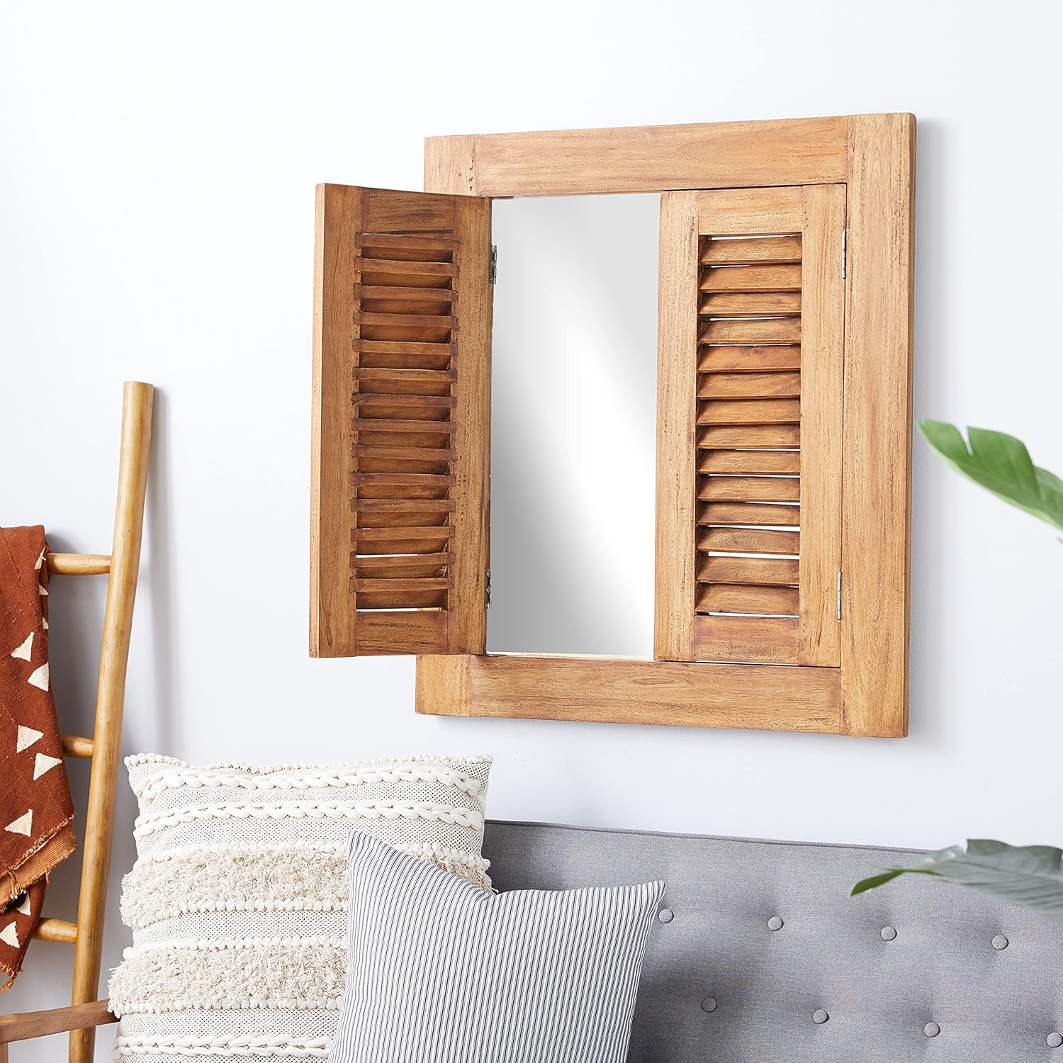 Deco 79 Wall Mirror, 31" L x 2" W x 35" H, Brown