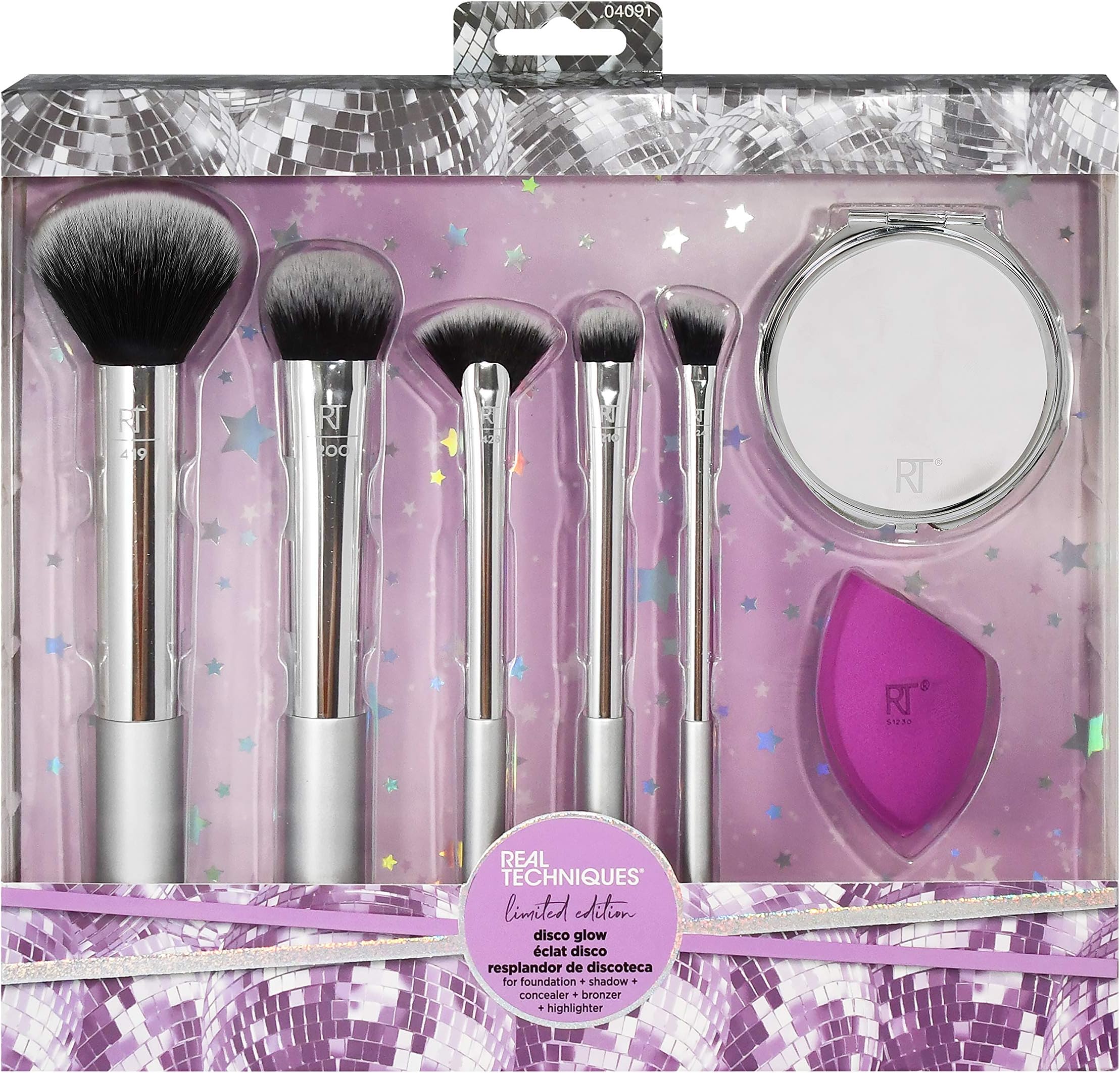 Real Techniques 5-Piece Disco Glow Make-Up Brush and Sponge Set