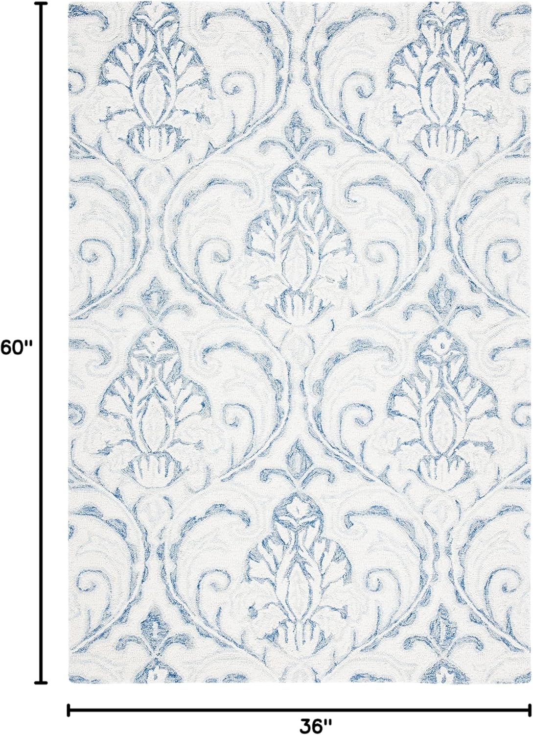 SAFAVIEH Micro-Loop Collection 3' x 5' IvoryBlue MLP532A Handmade Premium Wool Entryway Living Room Foyer Bedroom Accent Rug