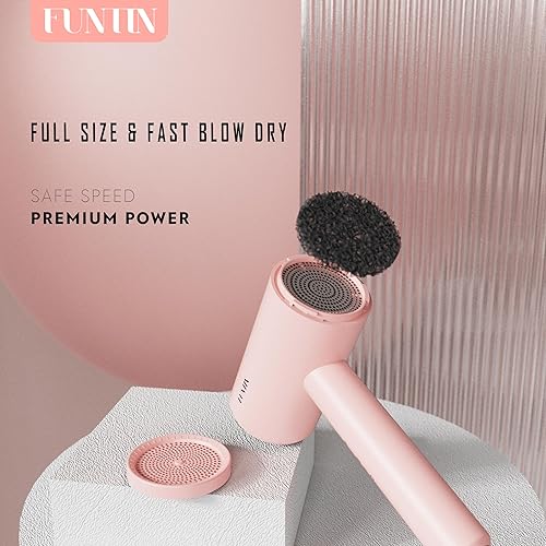 Miniatura 4 de FUNTIN Secador de pelo, secador de pelo con cepillo difusor para mujer, secador de pelo iónico de pelo grueso 4C (rosa bebé) Rosa bebé,Rosa Dorado