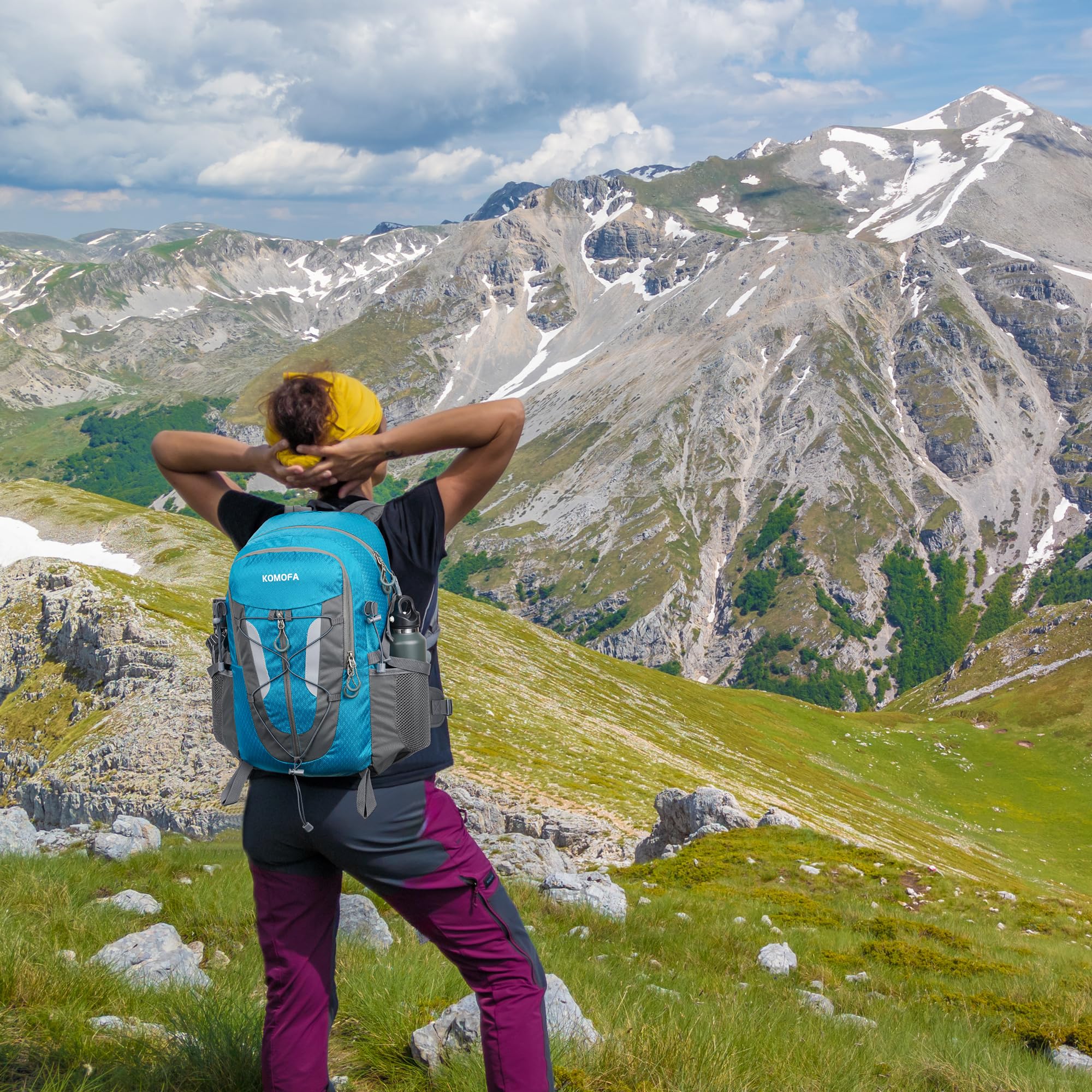 Mochila de senderismo de 30 L, ligera, mochila de viaje para hombres y mujeres, para acampar al aire libre, mochilero, Azul, Mochilas de viaje 7