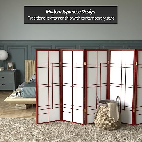 Miniatura 2 de Pantalla corta Eudes Shoji de 4 pies - Palisandro - 6 paneles