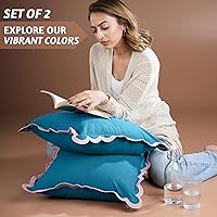 Vista 3 de Folkulture Fundas de almohada para sofá, almohadas decorativas de 18 x 18 pulgadas para sala de estar, 100% algodón, fundas de almohada bohemias