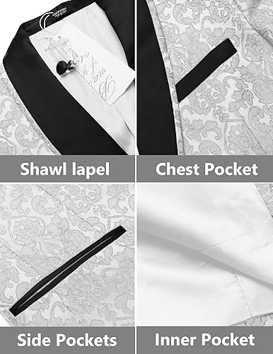 Miniatura 4 de COOFANDY Chaqueta de traje de esmoquin floral para hombre, chaqueta ajustada para cena, fiesta, baile de graduación, boda, chaquetas