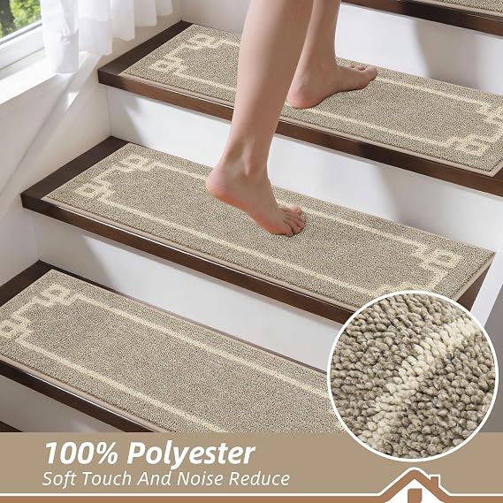 BEQHAUSE Stair Treads for Wooden Steps Indoor, 9x28, 15pcs, Taupe