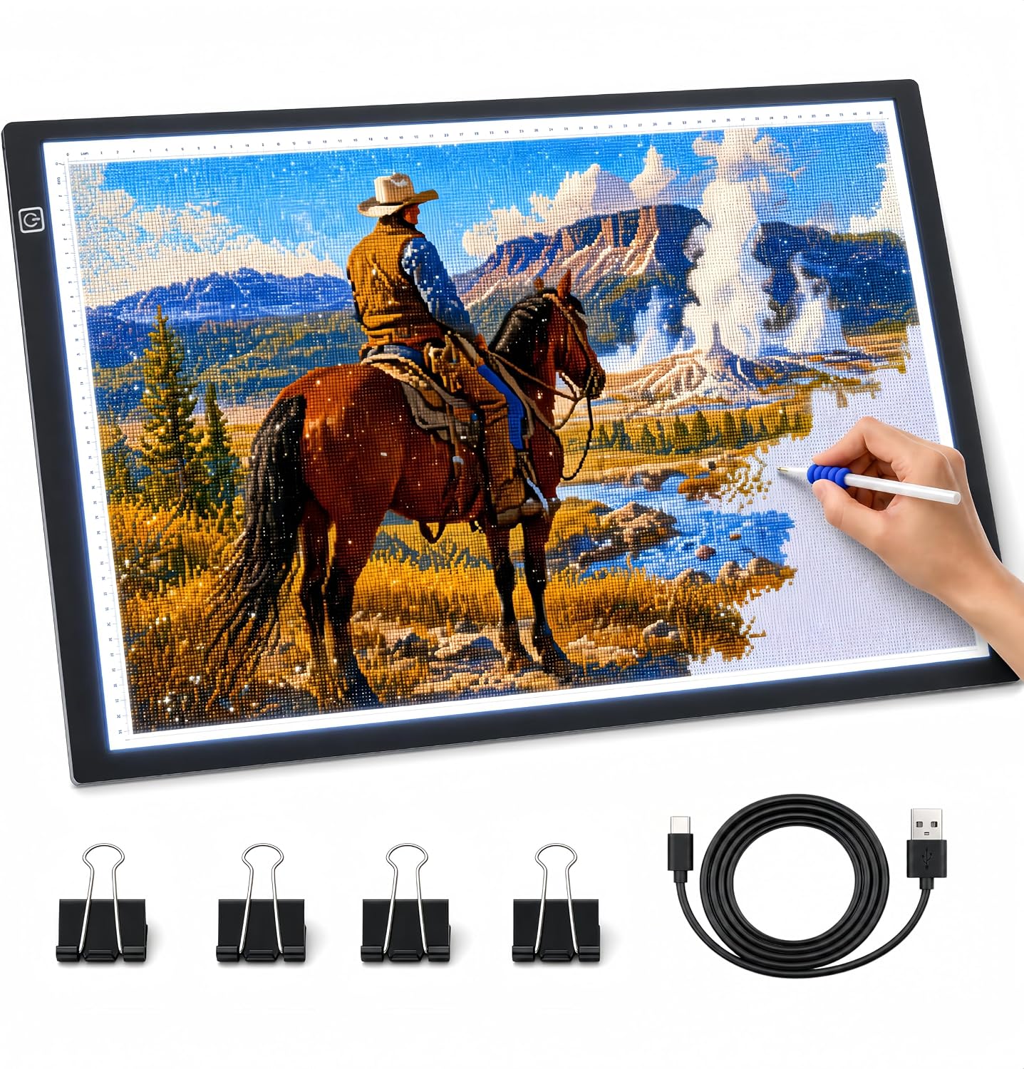 A2 Extra Large Tracing LED Light Pad for Diamond Art, Sketching, Painting - Adjustable Brightness, Sketching, Tracing - USB Powered DIY Diamond Art Light Box - No mesh No dot