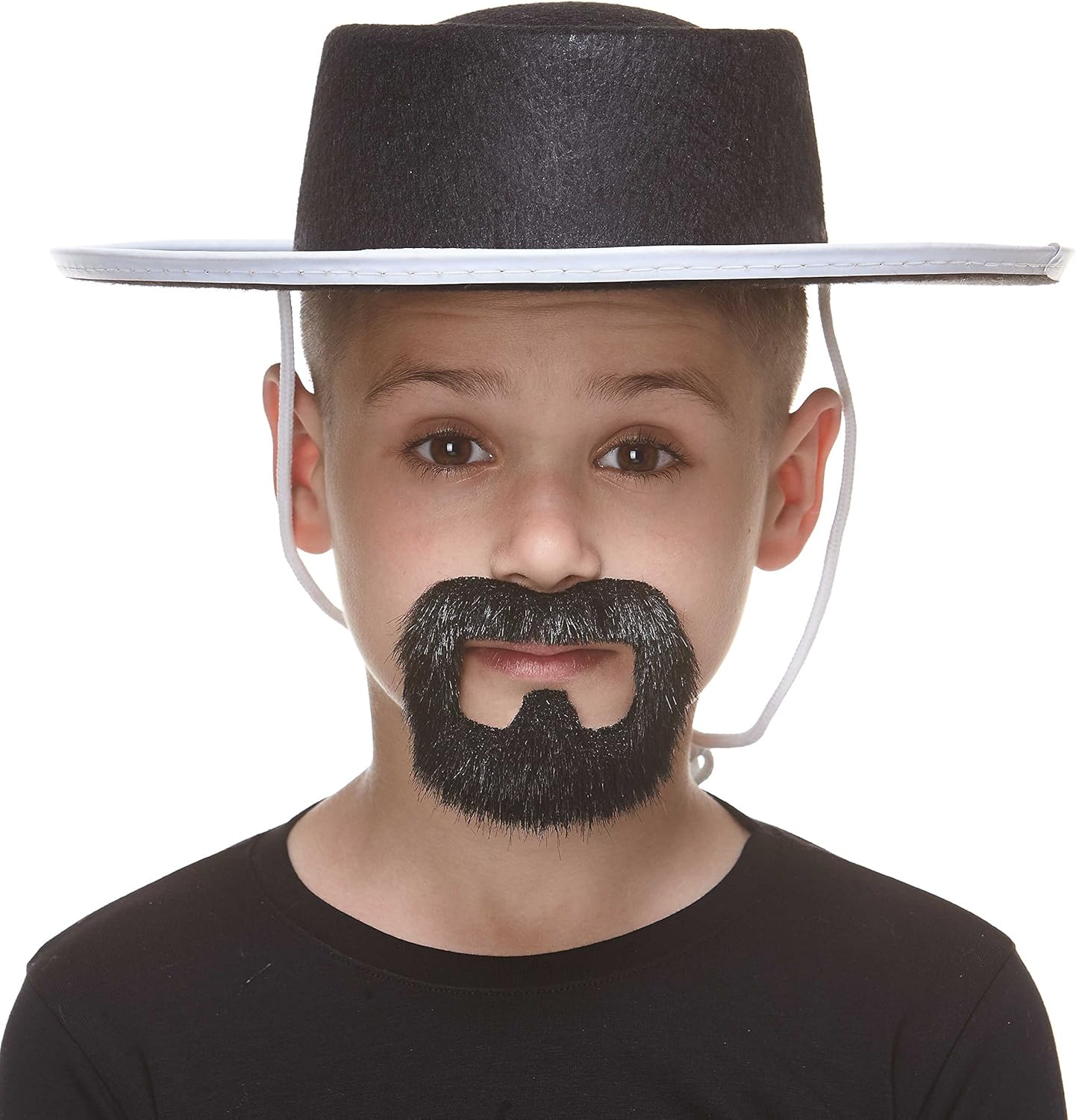 Mustaches Self Adhesive Inmate Fake Beard Goatee for Kids, Novelty, Small False Facial Hair, Costume Accessory for Children, Black Lustrous Color : Clothing, Shoes & Jewelry