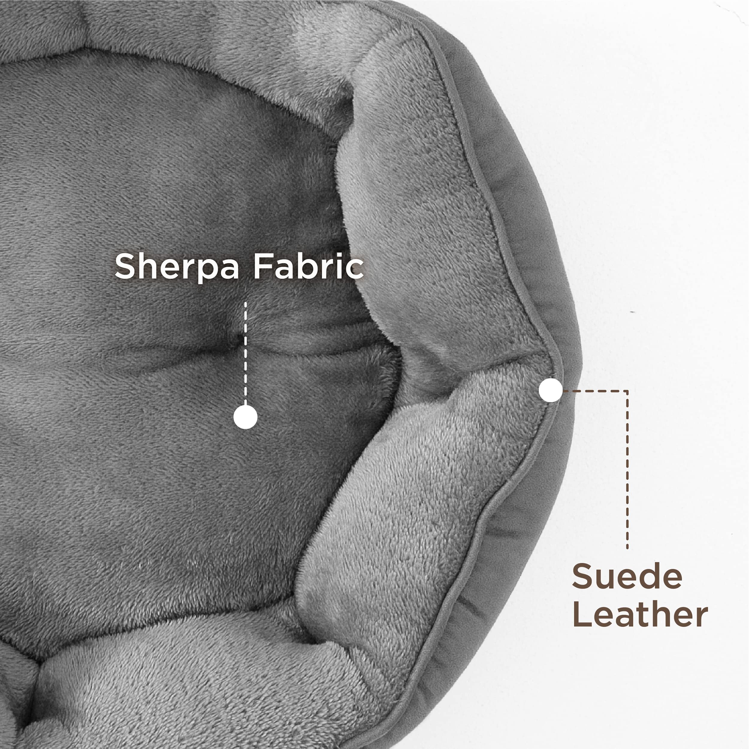 Bedsure Letto per Cani Piccoli Lavabile - Letti Grandi per Gatti da Interno e Cuccioli, Letto Rotondo per Cani di Media Taglia con Fondo Antiscivolo, grigio, 51 x 48 x 15cm