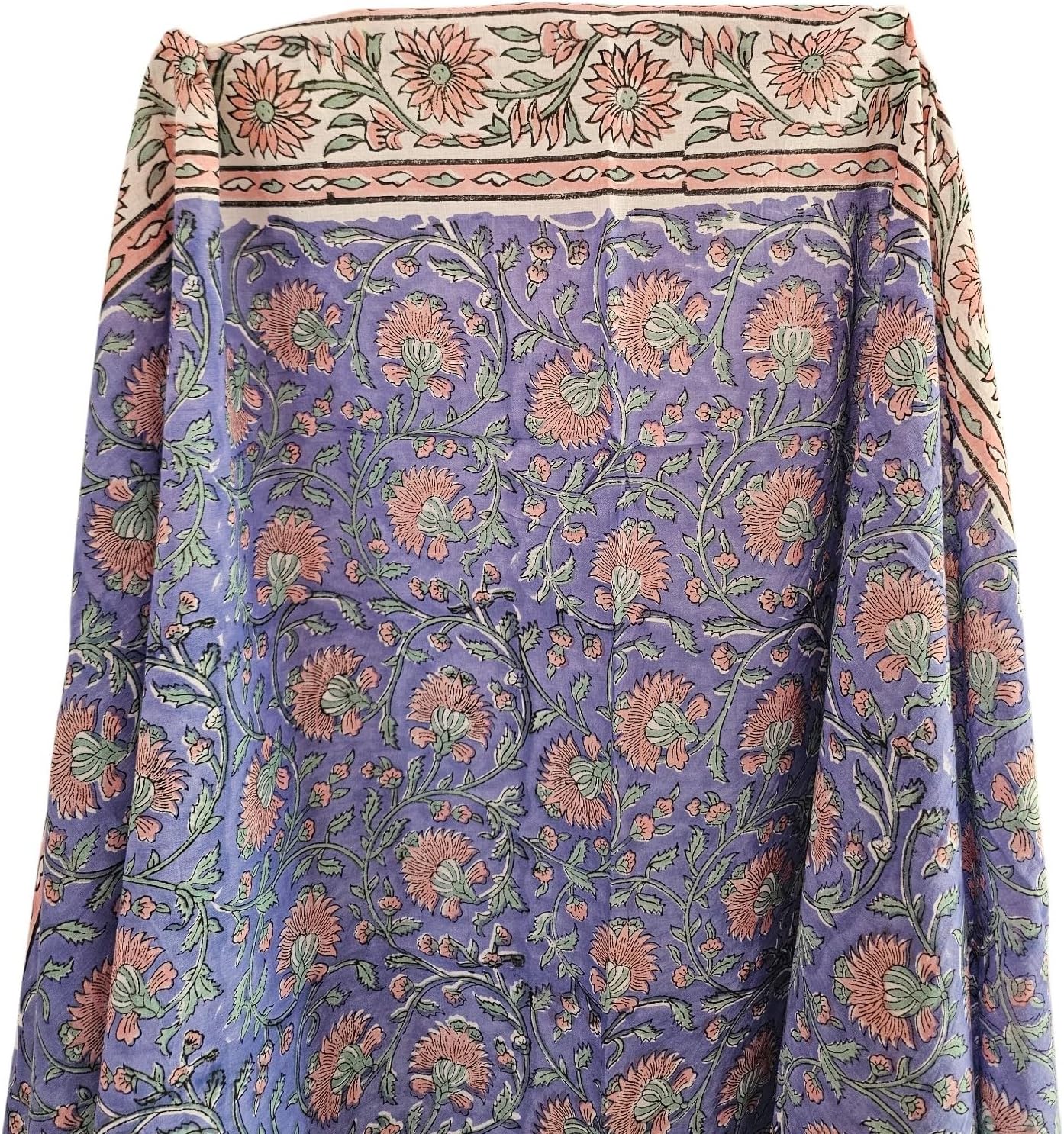 INDIANHANDICRAFT Floral Handmade Handblock Printed 100% Pure Cotton Sarong Pareo for Women, Pefect Beach Cover-up or Wrap, Size - 44 inch X 72 inch Multicolor - Image 4
