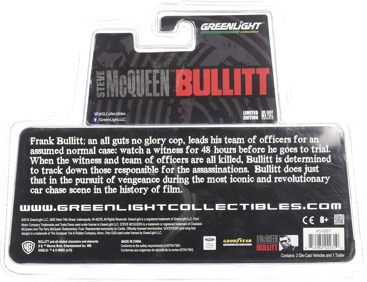 Greenlight 1: 64 Hitch & Tow - Steve McQueen Bullitt Movie Trailer Set Diecast Vehicle