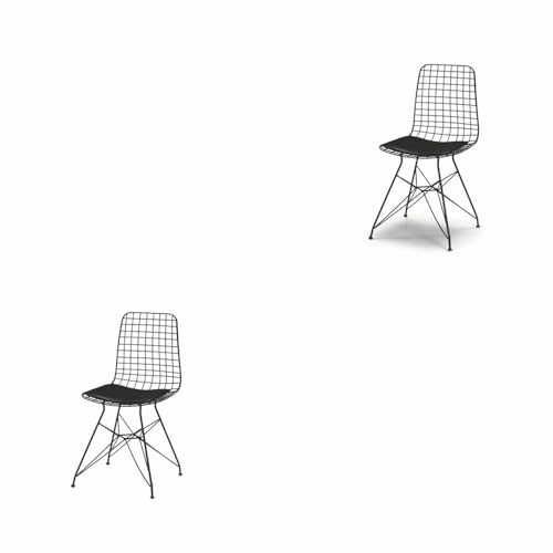 Modern Dining Chairs,Ergonomic and Comfortable Design,Metal Frame Painted Finish,Zen Wire Metal Backrests Chair,Applicable to Front Porch,Outdoor Lounge,Garden,Patio,Reception Room,Black-Metal-Metal