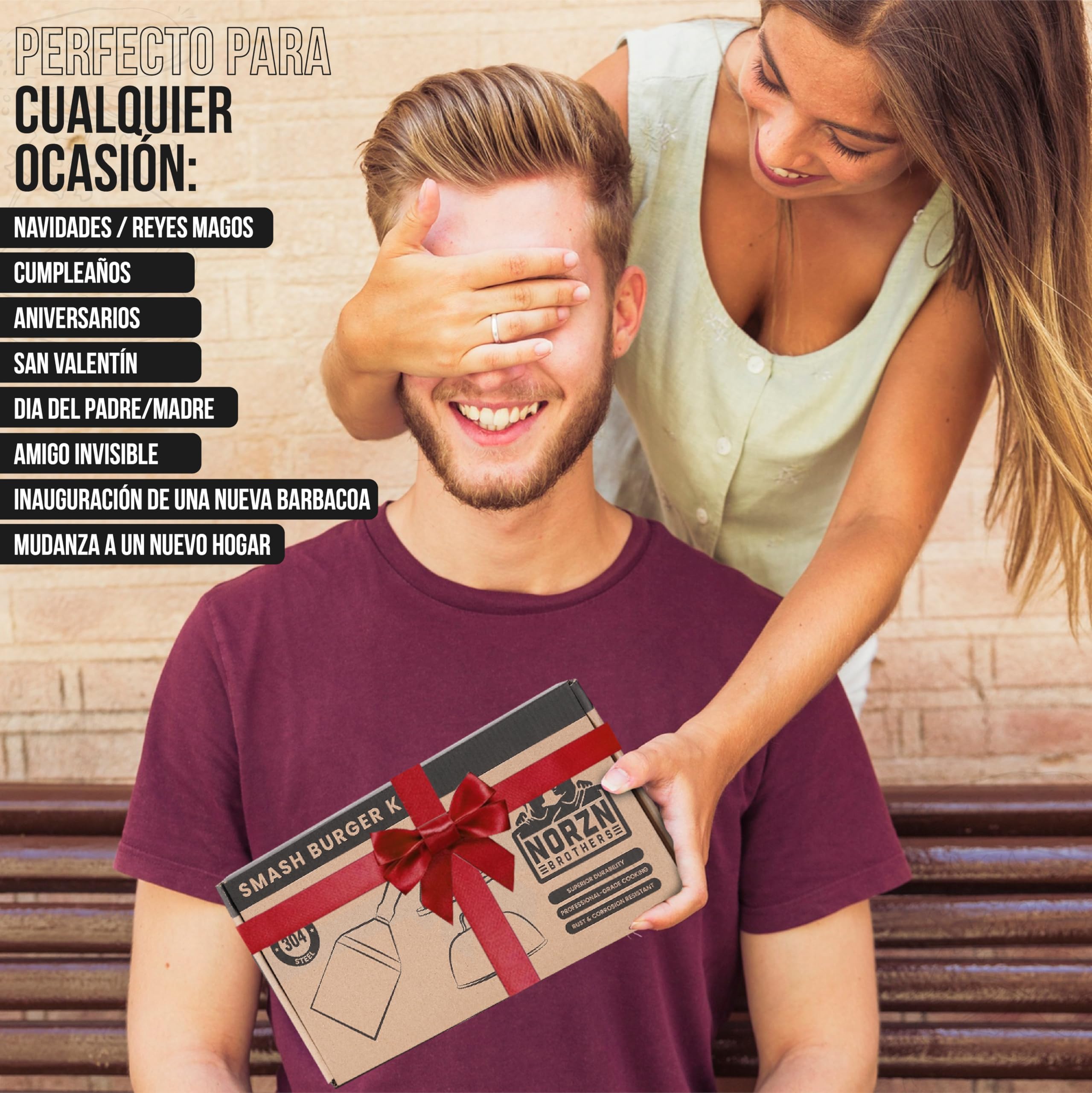Kit Smash Burger – Incluye Smasher o Aplastador de Hamburguesa, Espátula para Plancha y Campana para Barbacoa - Fabricado Acero INOX. 304 Certif. Contanto Alimentos, Garantía 10 Años
