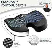 Vista 3 de ComfiLife Cojín de Asiento de Comodidad Premium - Cojín Ortopédico Antideslizante de Espuma Viscoelástica 100% para el Cóccix para Dolor de Cóccix