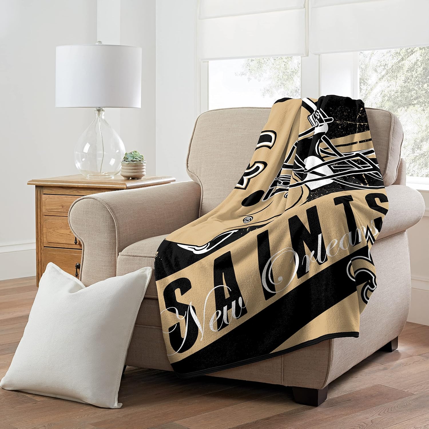 Northwest The Company NFL New Orleans Saints Deep Slant Super Plush Raschel Throw Blanket, 46" x 60" , Team Colors - Image 3