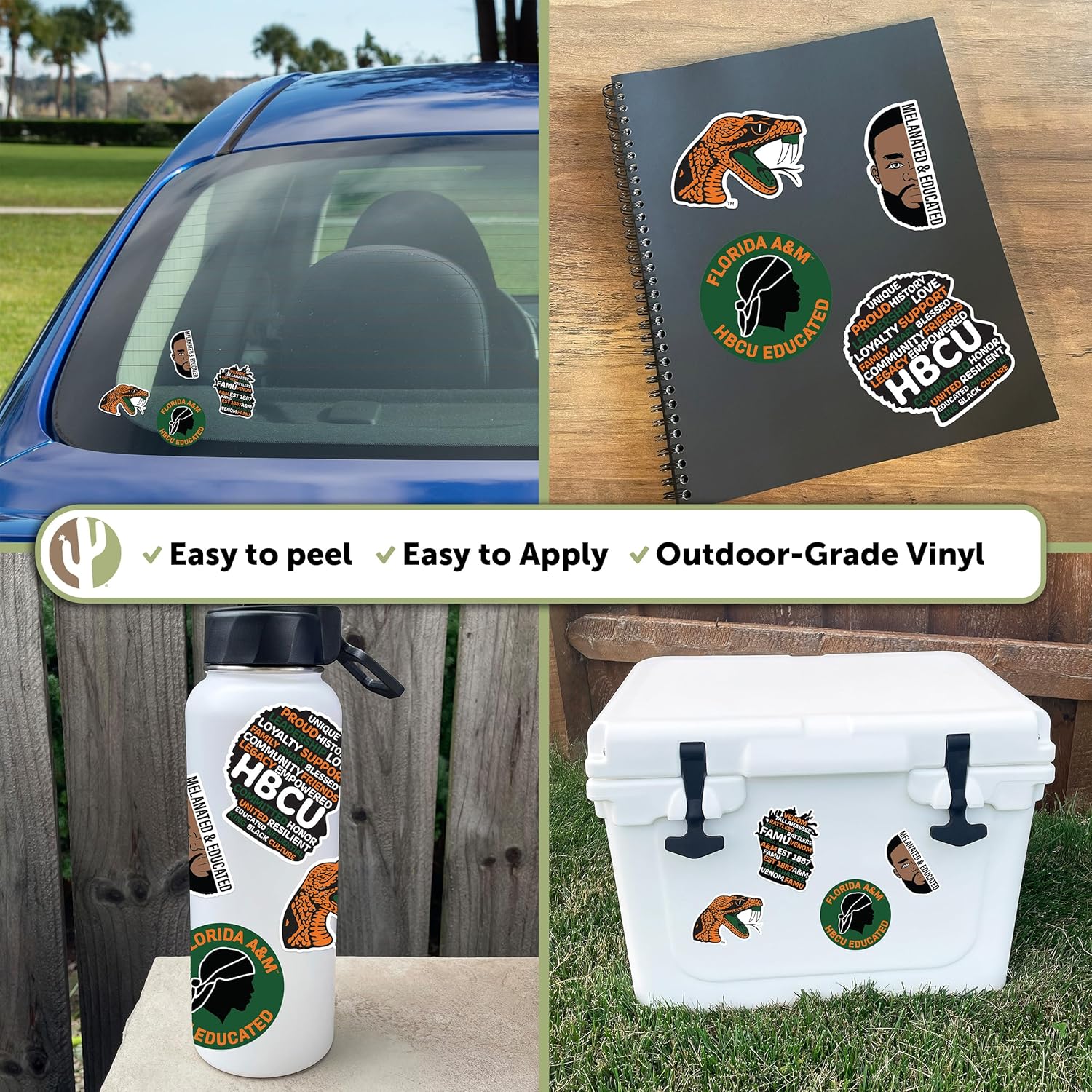 Desert Cactus Florida A&M University FAMU Rattlers Sticker Vinyl Decals Laptop Water Bottle Car Scrapbook (T2-HBCU D) - Image 5