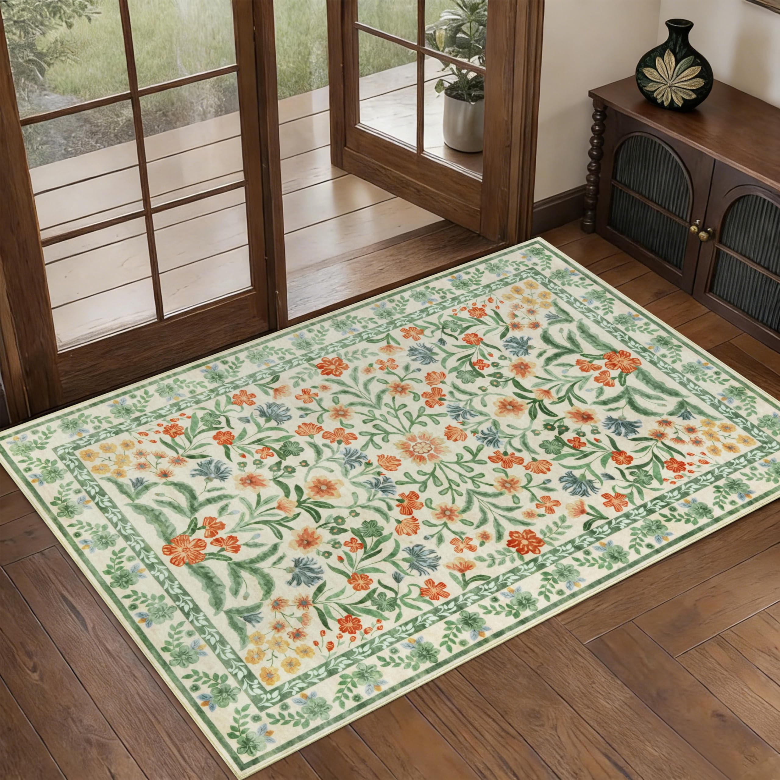 Edlbaegy Christmas Reindeer Rugs Living Room 160x230cm Orange โ image 1