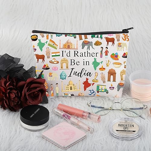 Miniatura 3 de India Travel Travel Gift I'd Rather Be in India Bolsa de maquillaje India Viaje Vacaciones Cosméticos Bolsa India Recuerdo Regalo Bandera India