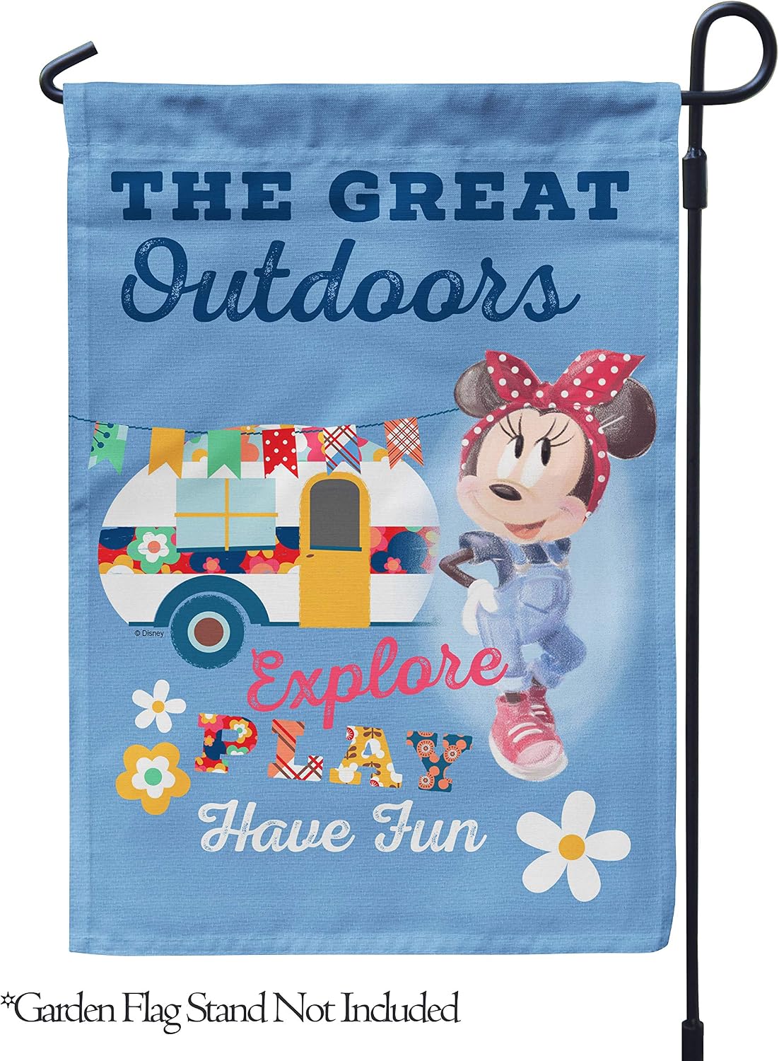Flagology, Disney, Minnie Mouse, Minnie Great Outdoors Garden Flag 12" x 18", Outdoor/Indoor, Exclusive Premium Fabric, Camping, Officially Licensed Disney