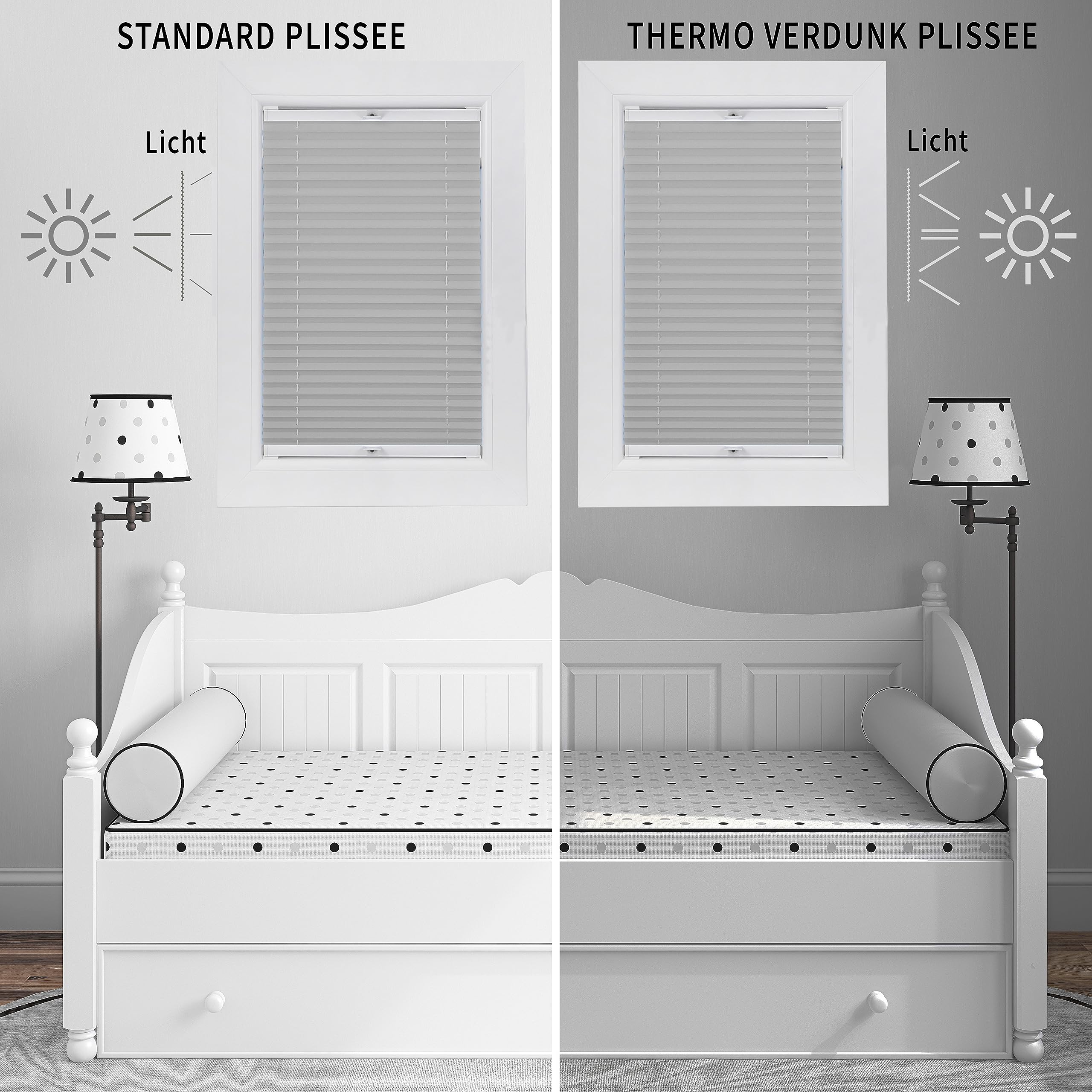 Plissee Thermorollo Faltrollo nach Maß Breite 120-160 cm Höhe 120-219 cm 24 Farben Rollo für Fenster und Tür mit Bohren Fensterjalousien guter Sichtschutz und Sonnenschutz mit Farbmuster