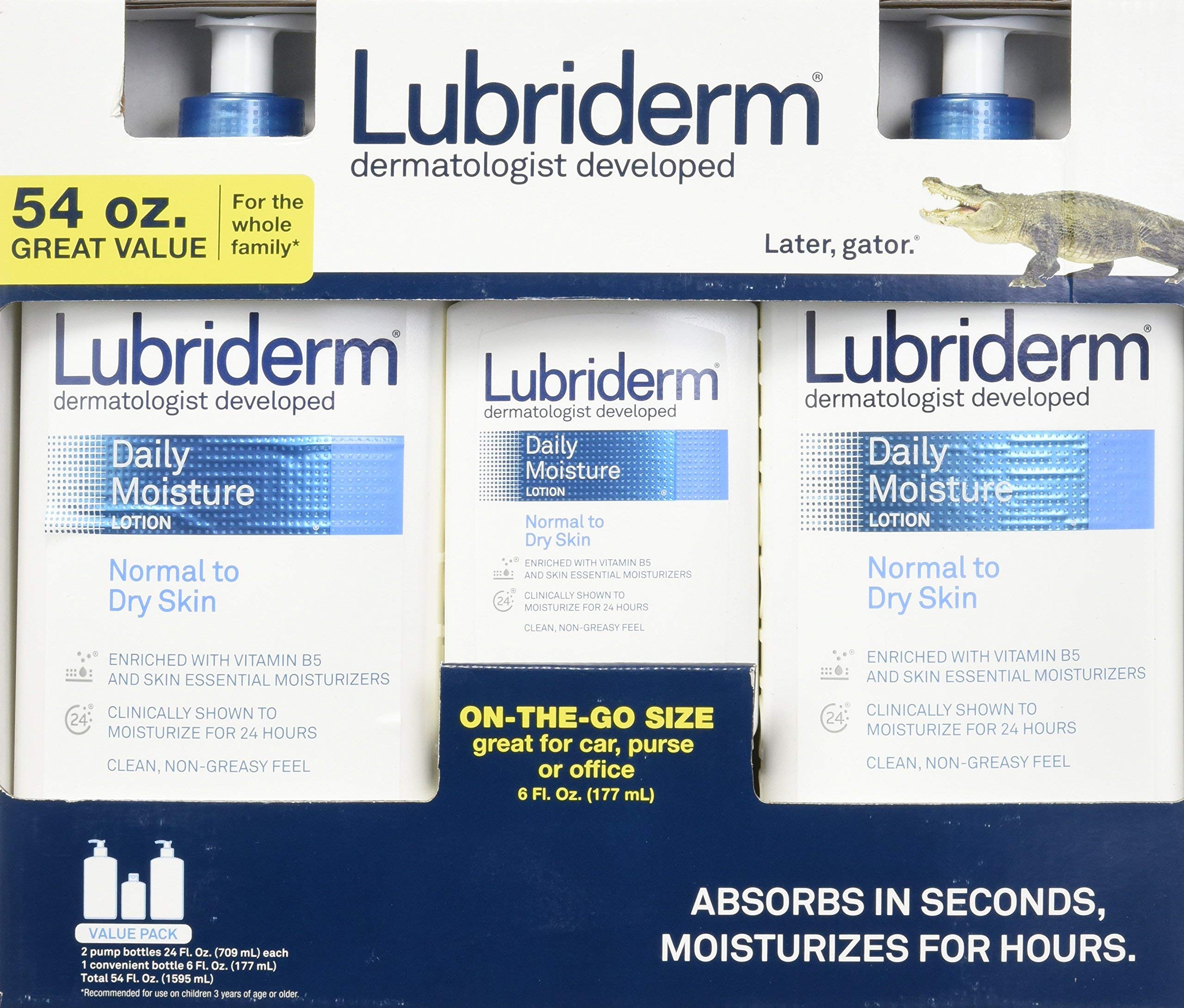 Lubriderm Daily Moisture Lotion Value Pack 2/24oz + 1/6oz = Total of 54 Oz-picture-11