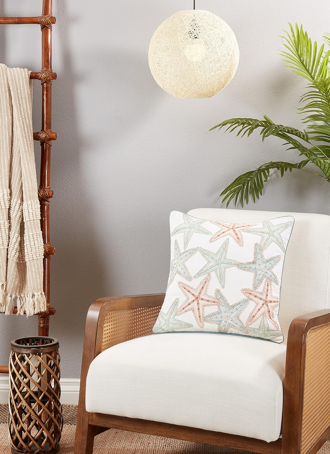 Saro Lifestyle Starfish Throw Pillow Cover, Multi, 18"