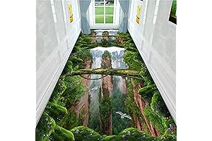 3D Area Rugs Optical Illusion, 2x7ft Green Corridor Rugs