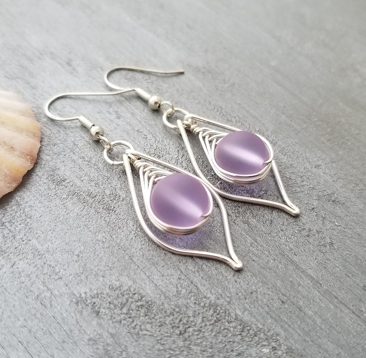 Yinahawaii Handmade Sea Glass Earrings, Hawaiian Jewelry for Women, Braided Small Round Earrings, Unqiue Sea Glass Jewelry Birthday Gift For Women