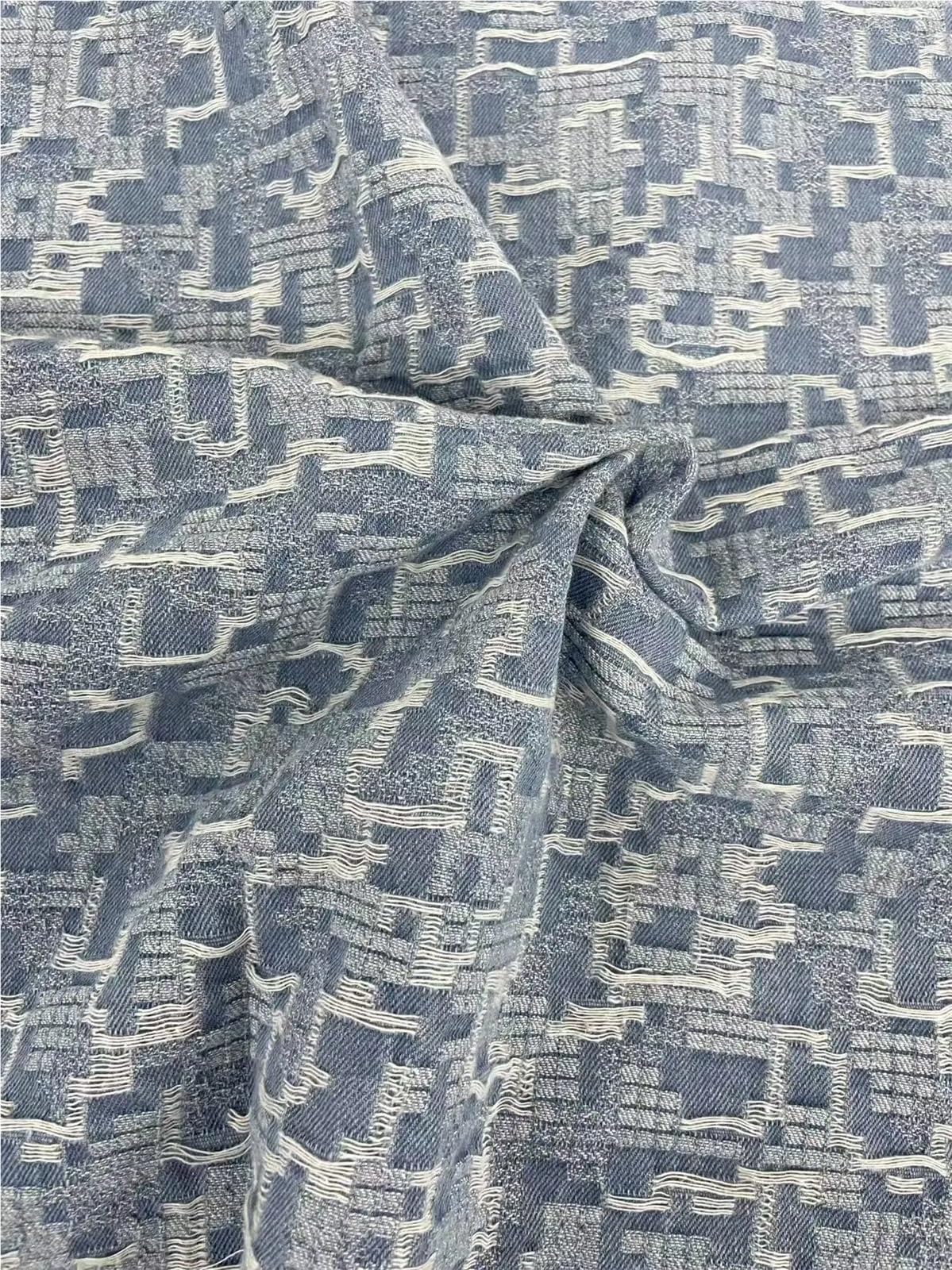 Tela Vaquera De AlgodóN Tela vaquera, Jacquard grueso corrugado geométrico, lavado for coser vestidos, bolsos, pantalones, sombreros, bricolaje Tela De Costura(AA007-2)
