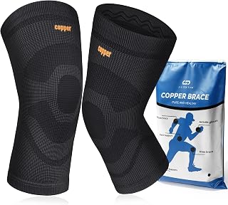 JIUFENTIAN Knee Compression Sleeve for Arthritis Knee Pain (1 Pair, Large) | Black Copper Fiber, Firm Compression, Contoured Snug Fit - Arthritis Pain Relief, Acl/Mcl/Meniscus Tear Support Positioning
