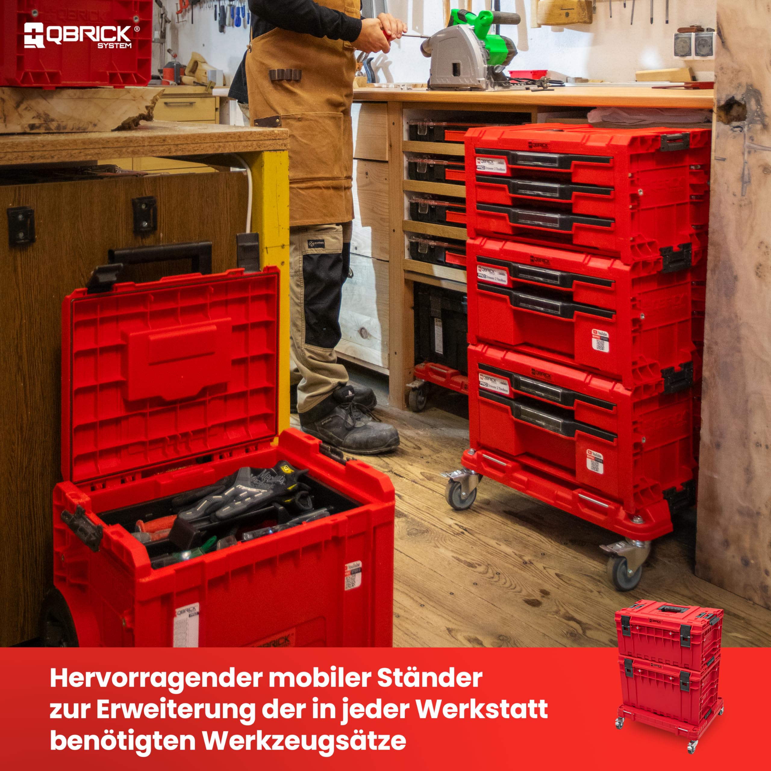 QBRICK SYSTEM Chariot De Transport Capacité De Charge De 120 kg One Transport Platform Workshop Red Ultra HD Rouge 625 x 503 x 160 mm