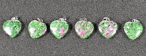 Miniatura 5 de 2PCs rubí rojo en verde fucsita corazón en forma de colgantes wplata plateado ojete natural piedra preciosa cristal mineral UV reactivo decorativo