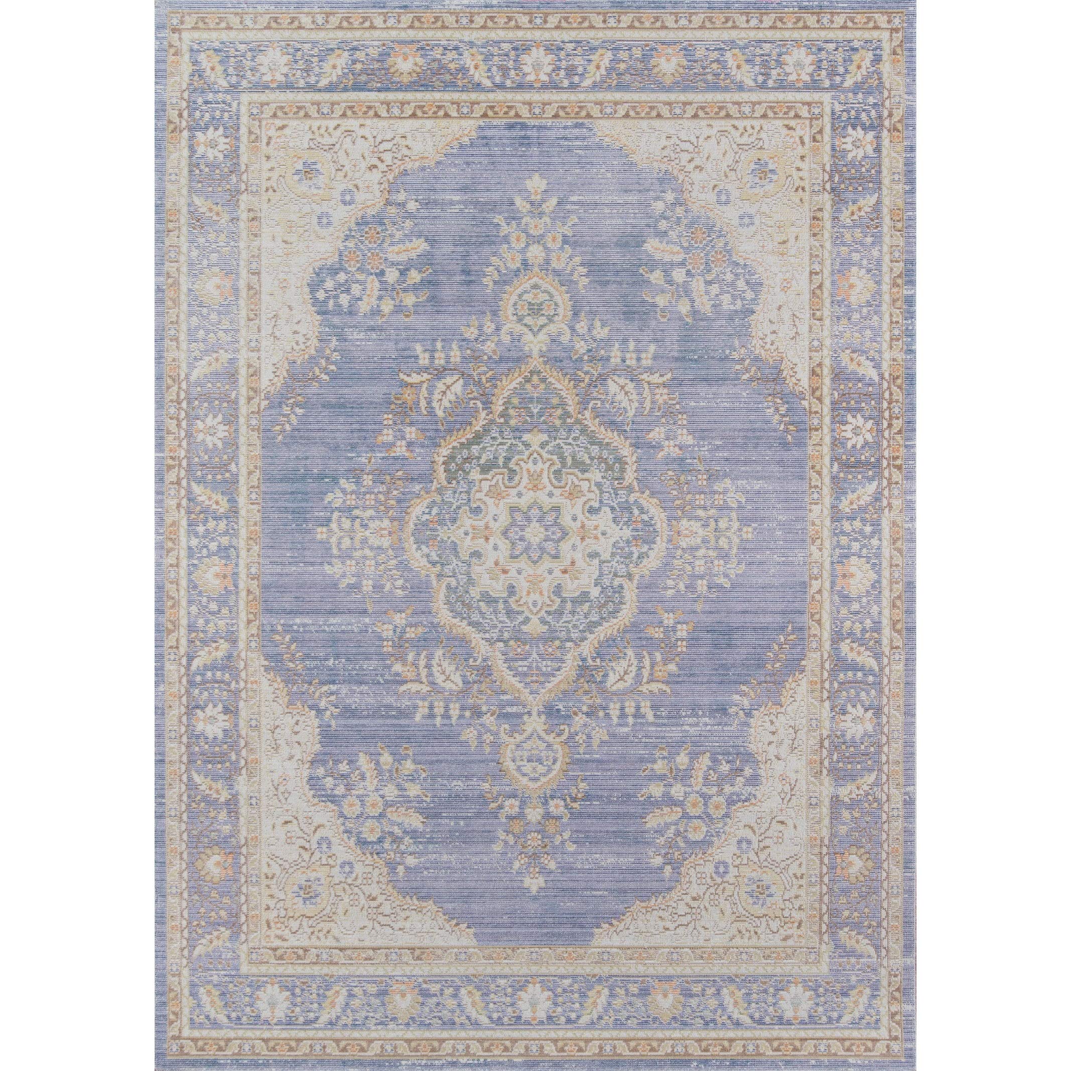 Momeni Rugs Isabella Traditional Medallion Flat Weave Area Rug, 2' X 3', Periwinkle