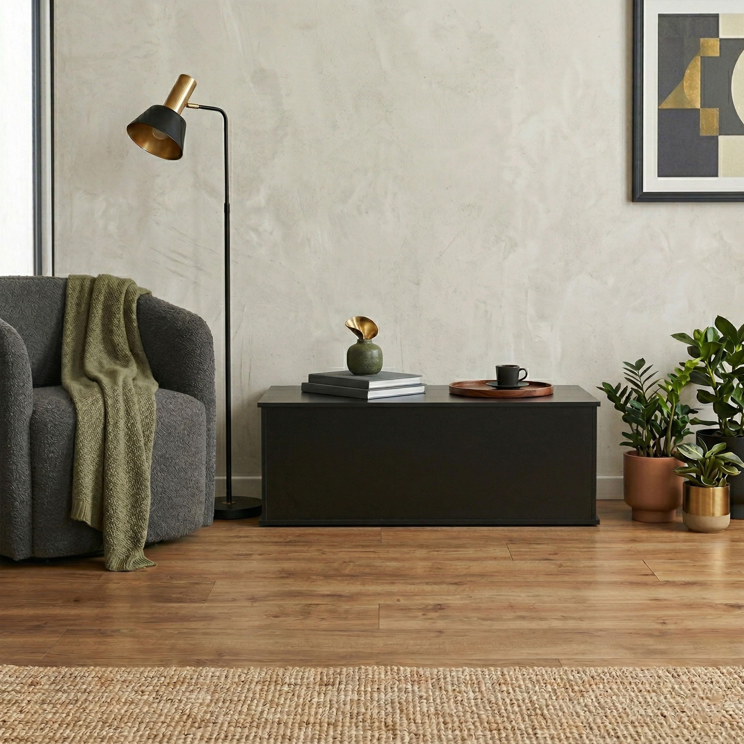 VDD Cassapanca portaoggetti in legno – Cassapanca per giocattoli, 100 cm di larghezza, colore: nero