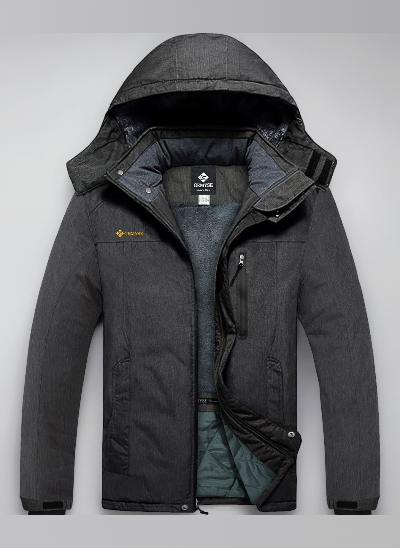 GEMYSE Herren Skijacke Winddichte Winterjacke mit Kapuze Snowboardjacke Wasserdicht Outdoorjacke Gefüttert Funktionsjacke