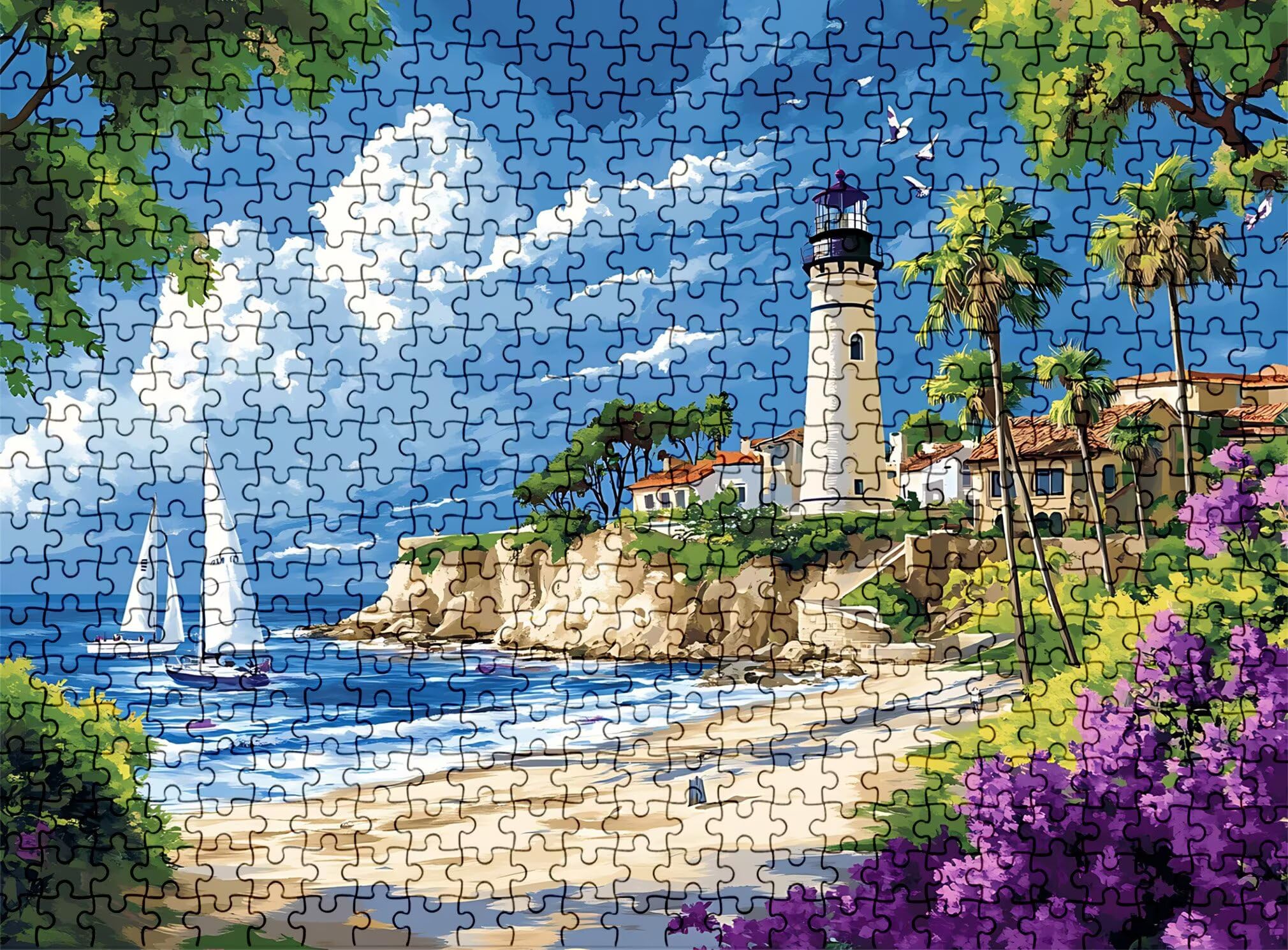 Faro Playa Puzzle 4000 Piezas Adultos, Rompecabezas con Letras en la Parte Posterior - Piezas Que Encajan Perfectamente, Reto de Concentración, Regalo para Mujer y Decor Hogar, 141.5 x 87.5 cm w0-134
