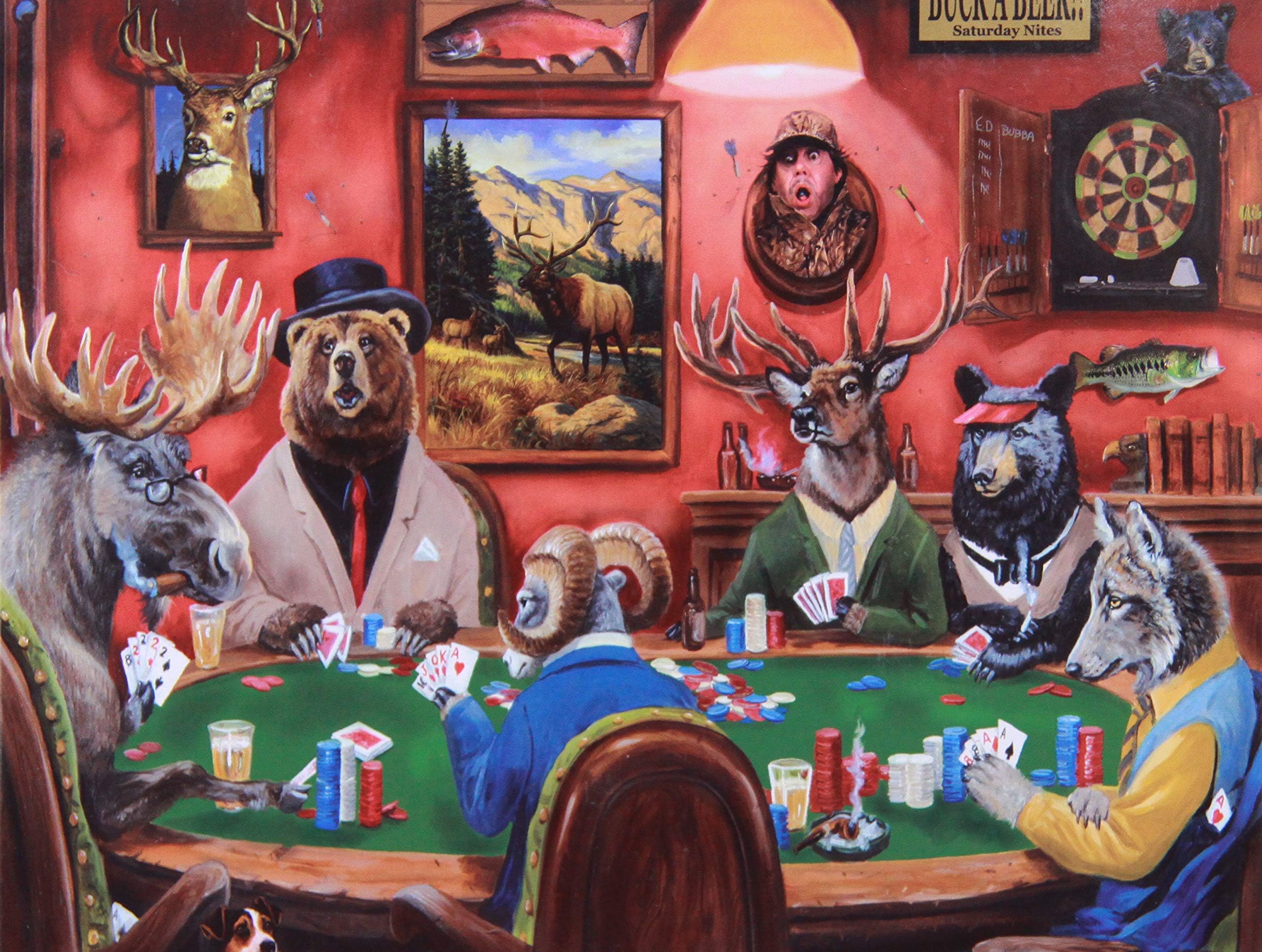 1000 pieces jigsaw puzzle for adults"Animals Playing Cards" kids puzzle