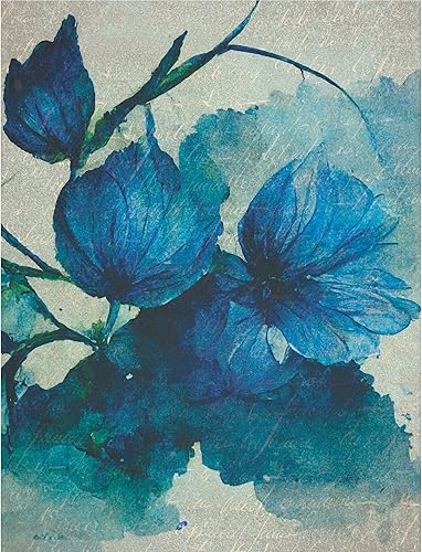 Miniatura 5 de Papel de arroz de flores azules, 8 x 10.5 pulgadas, 6 imágenes de papel de morera impresas diferentes, fibras visibles de 1.06ozm para decoupage,