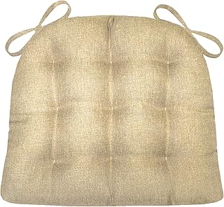 Hayden Beige Dining Chair Pad with Ties - Size Extra Large - Reversible, Latex Foam Fill Cushion, Machine Washable, Linen ...