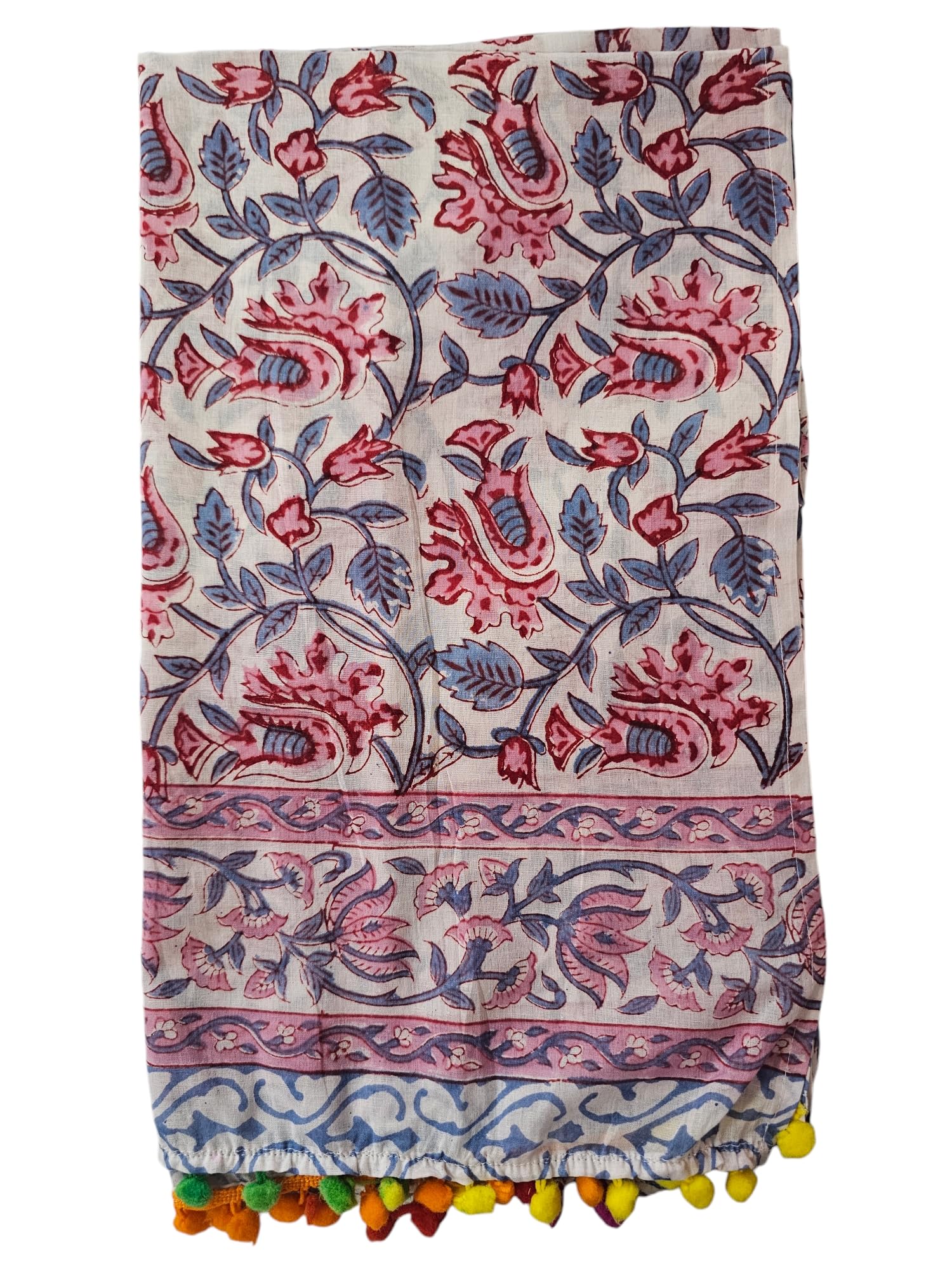 INDIANHANDICRAFTS Bufandas indias con estampado de bloques de mano, 5 unidades, bufanda de algodón para mujer, tamaño 55,8 x 183,8 cm, estola para fiestas, Color Azul, 22x72 Inch