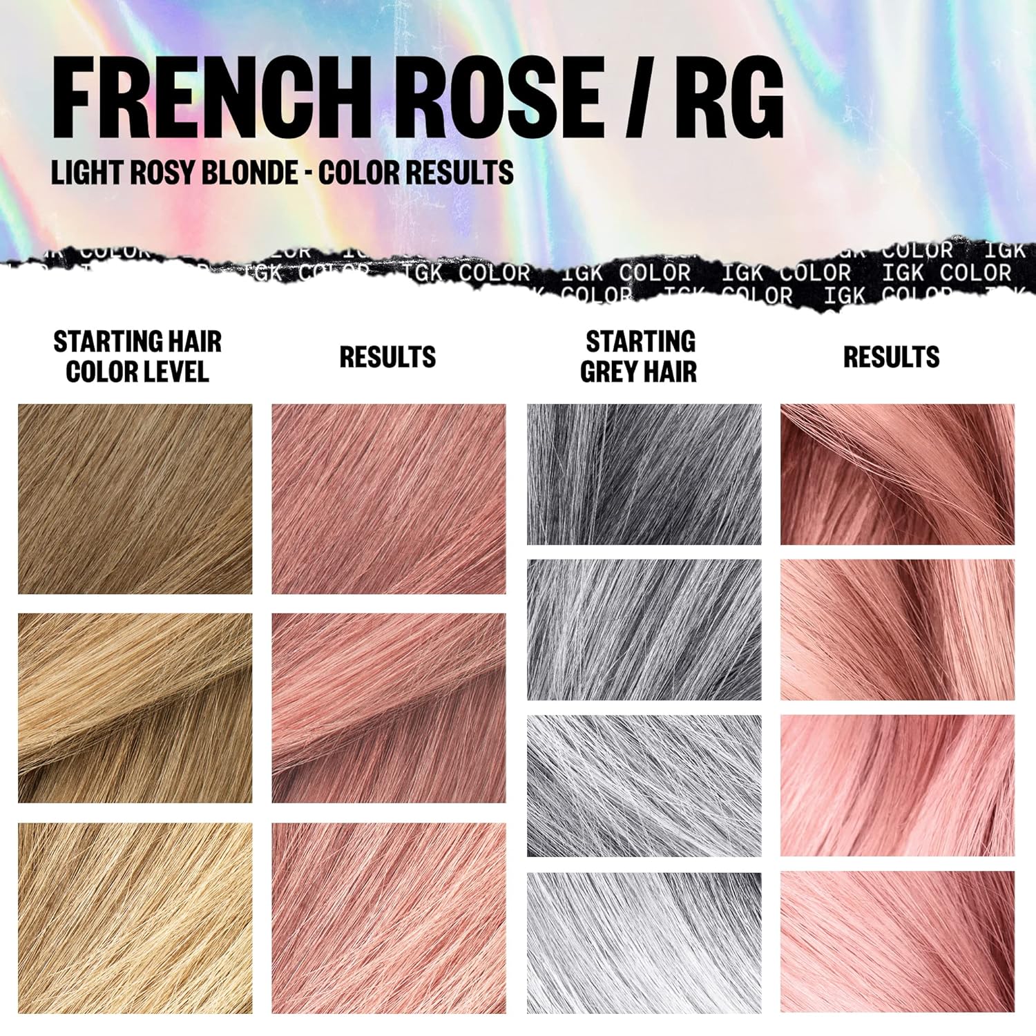 IGK Permanent Hair Dye Color Kit | RG French Rose - Light Rosy Blonde | 100% Gray Color Coverage + Strengthen + Shine | Ammonia Free - Image 5
