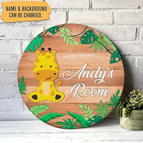 Vista 41 de Hyturtle Letrero personalizado de elefante, letrero personalizado de bosque, nombre del niño, letrero de puerta de niños, decoración de pared