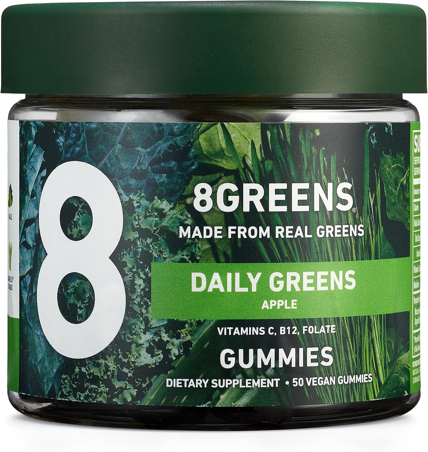 8Greens Daily Greens Gummies - Superfood Booster, Energy &amp; Immune Support, Made with Real Greens, Greens Powder, Vitamin C, B12, Spirulina -