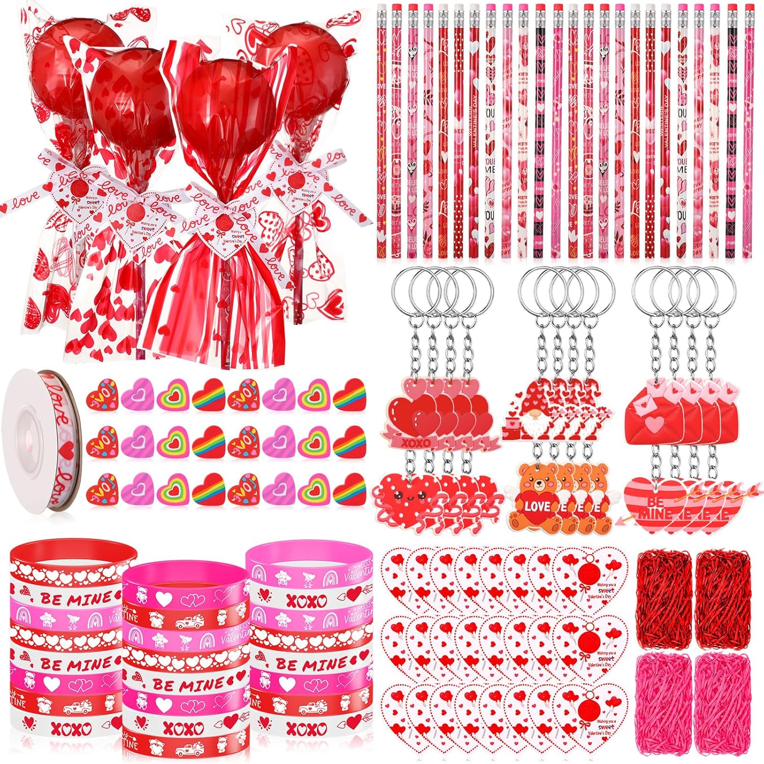Tinlade 173 Pcs Valentines Classroom Gifts, Valentine for Class Valentines Day Lollipop Gifts Bulk Valentine Gift for Kid Classroom School Valentine's Party Favors Goodie Bags Exchange Treats, 24 Set