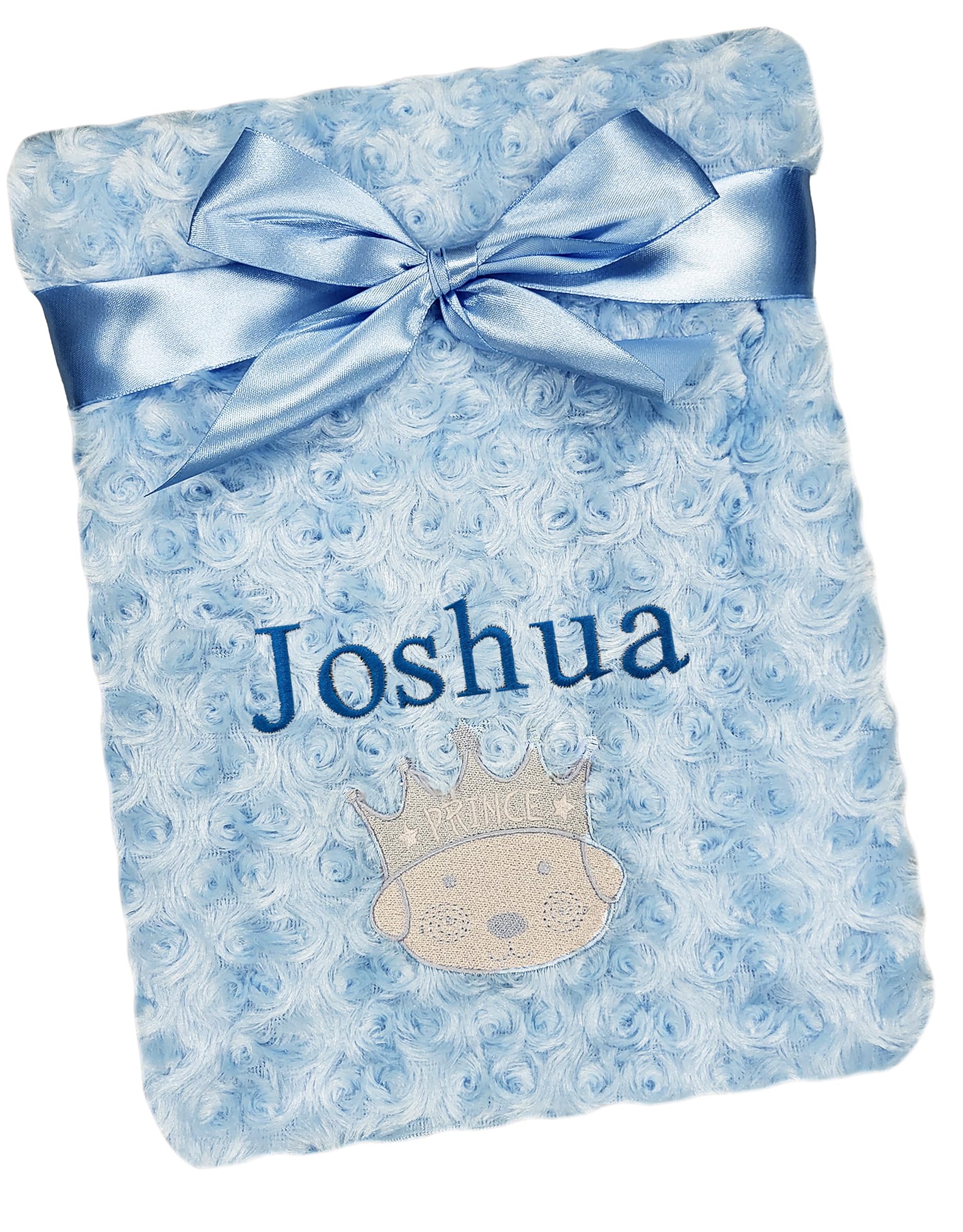 Baby Boy Personalised Blanket Prince Embroidered Name (Blue)
